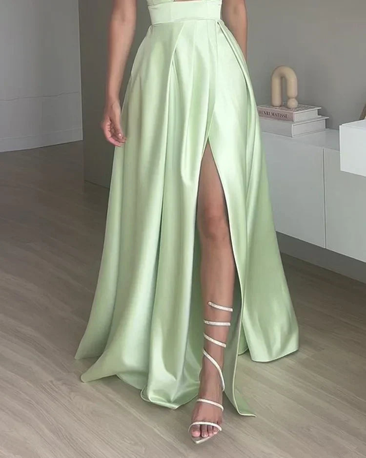 Levoire | Robe creuse unie avec bretelles spaghetti sans manches