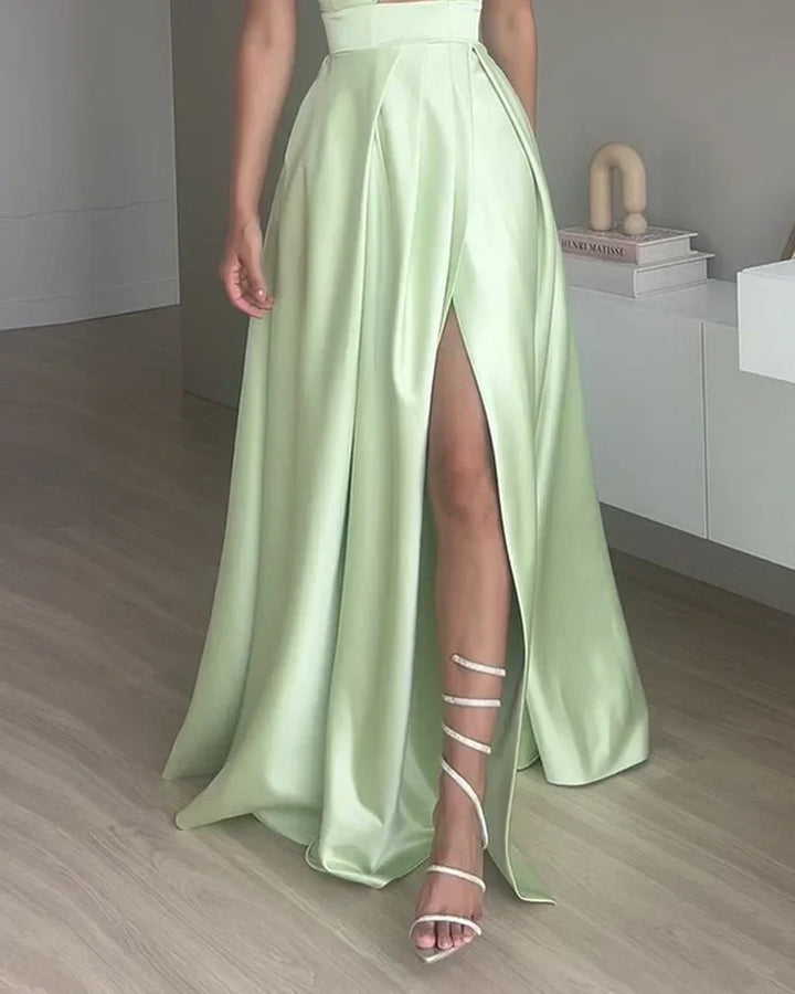 Levoire | Robe creuse unie avec bretelles spaghetti sans manches