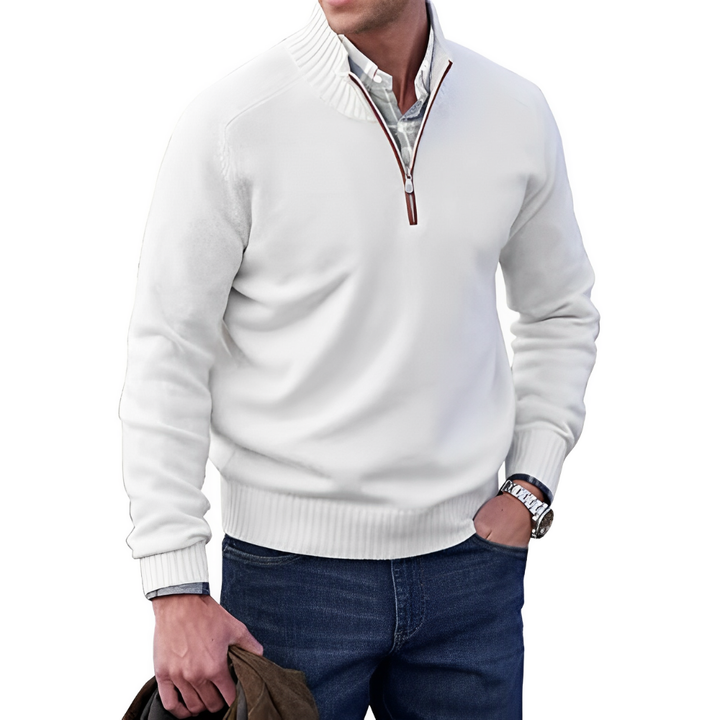 Levoire | Pull Homme Avec Col Zippé blanc