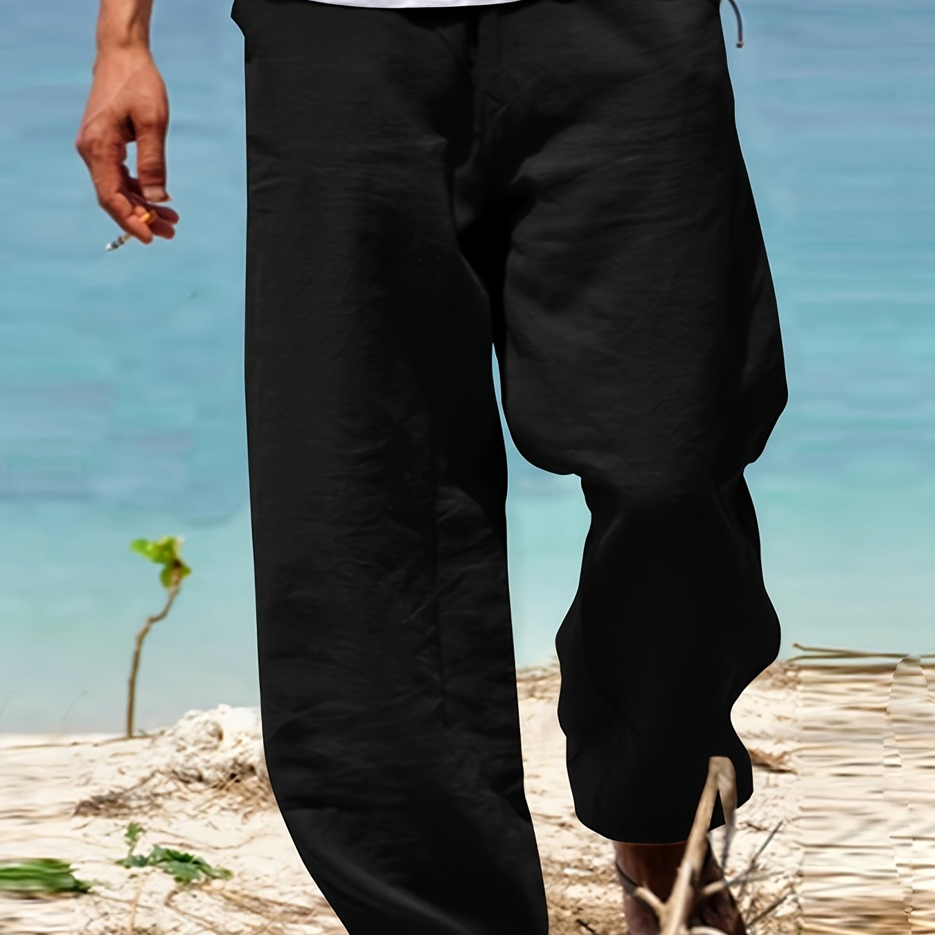 Levoire | Loisirs Coton Lin Pantalons Couleur Unie