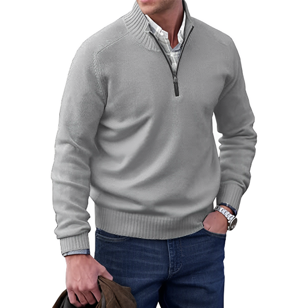 Levoire | Pull Homme Avec Col Zippé Gris clair
