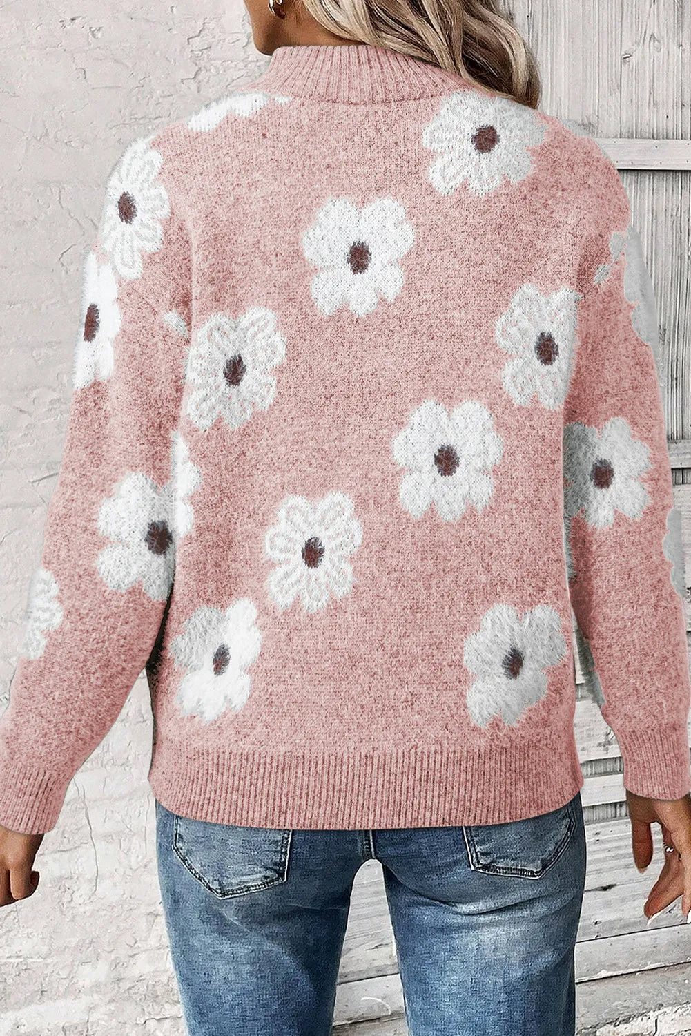 Levoire | Pull À Col Zippé Floral À Manches Longues