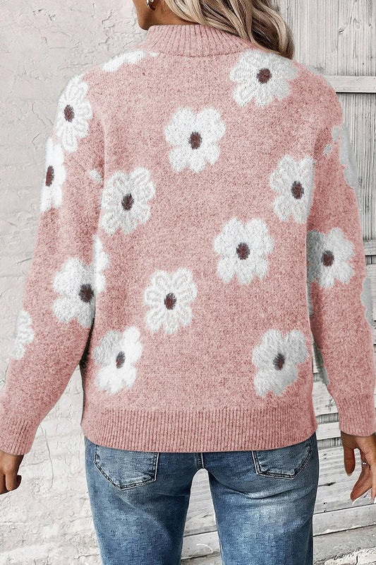 Levoire | Pull À Col Zippé Floral À Manches Longues