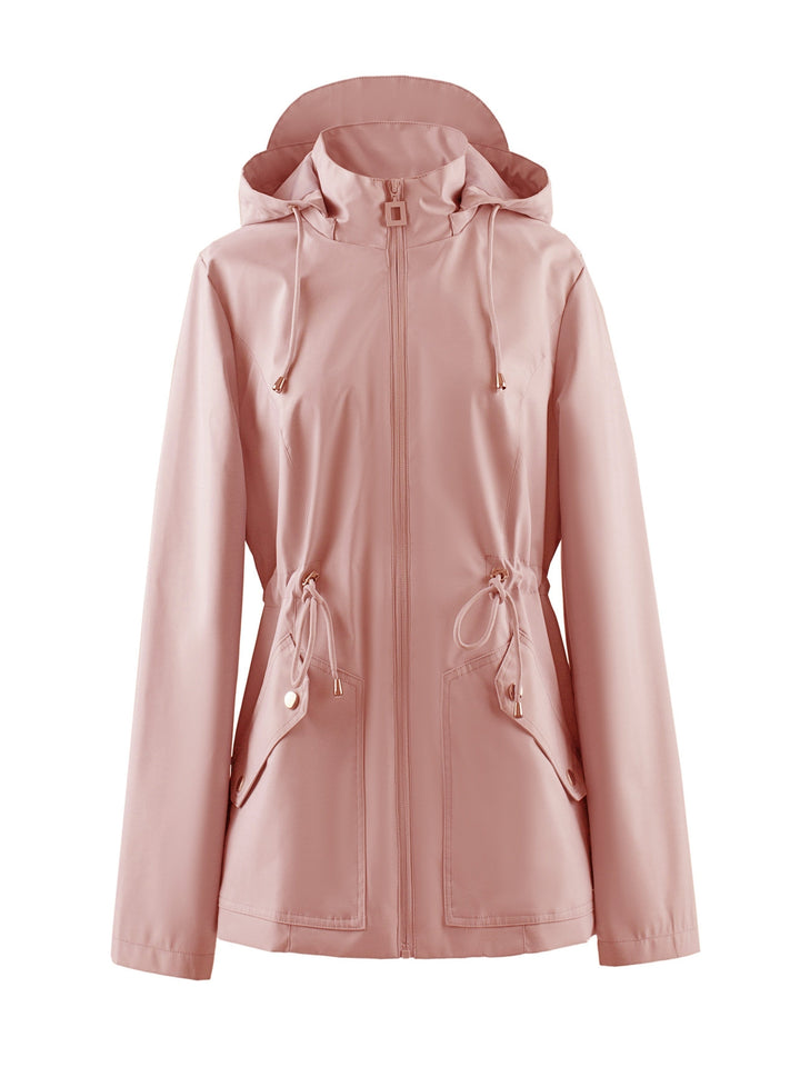 Levoire | Veste À Capuche Imperméable À Manches Longues Avec Fermeture Éclair Rosa