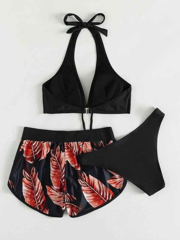 Levoire | Ensemble Bikini Bottom Et Shorts Pour Femmes Rot