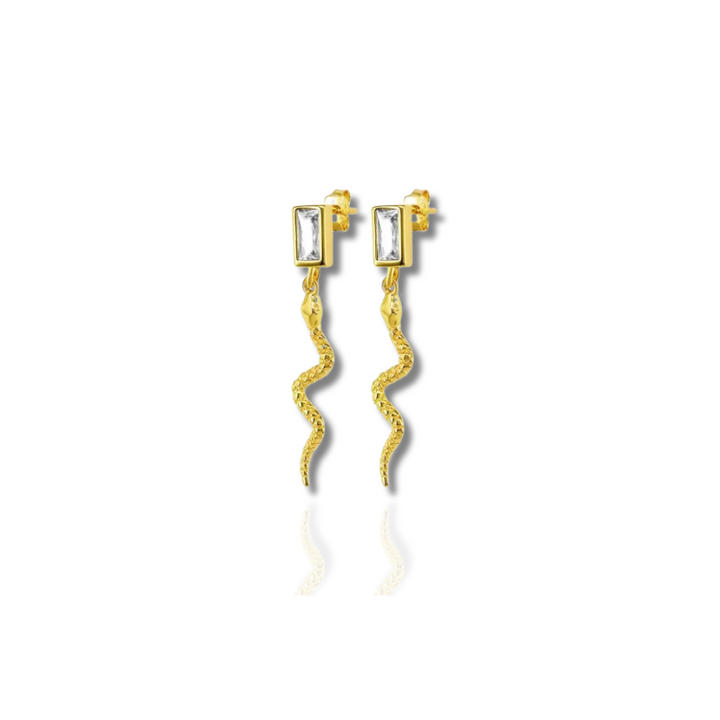 Levoire | Boucles D'Oreilles Serpent Élégantes Avec Zircon Or Blanc
