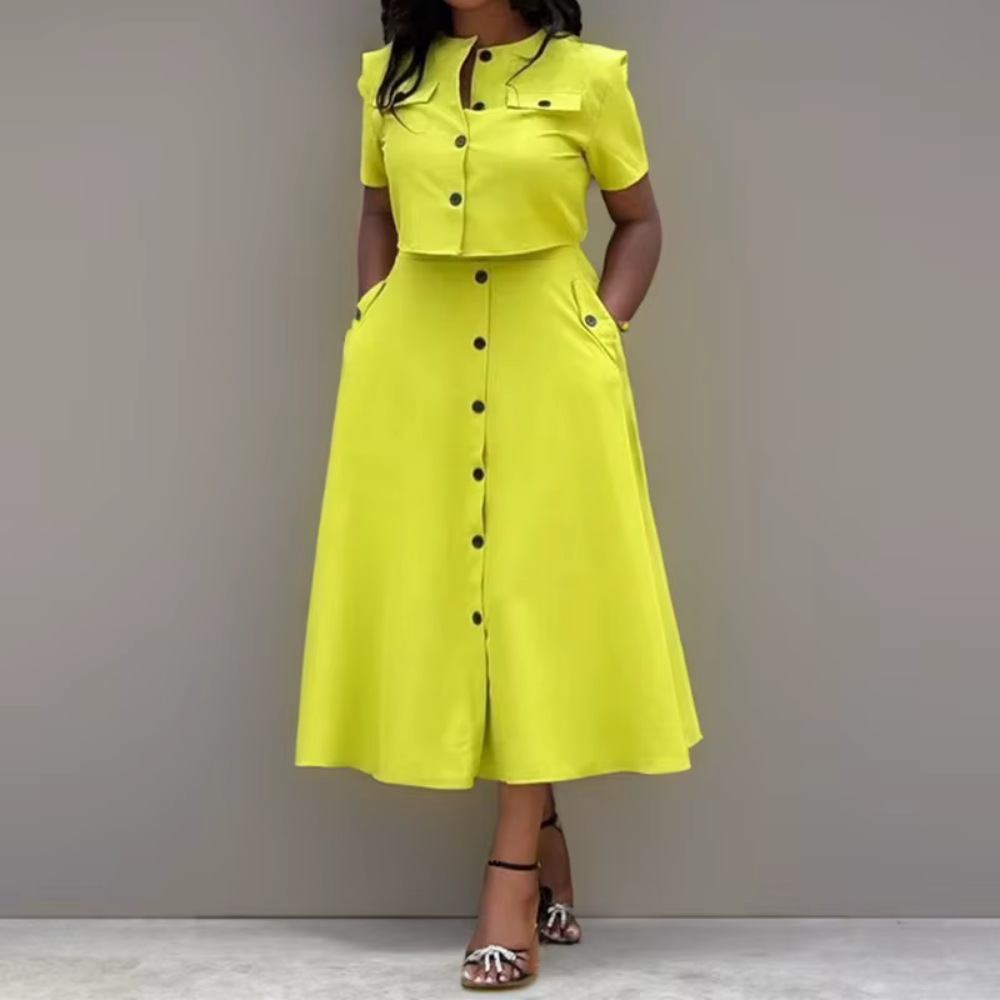 Levoire | Robe midi boutonnée avec poches Vert