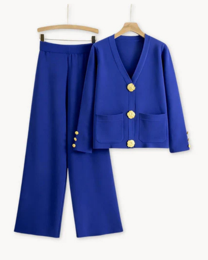 Levoire | Ensemble de gilet en tricot élégant Bleu