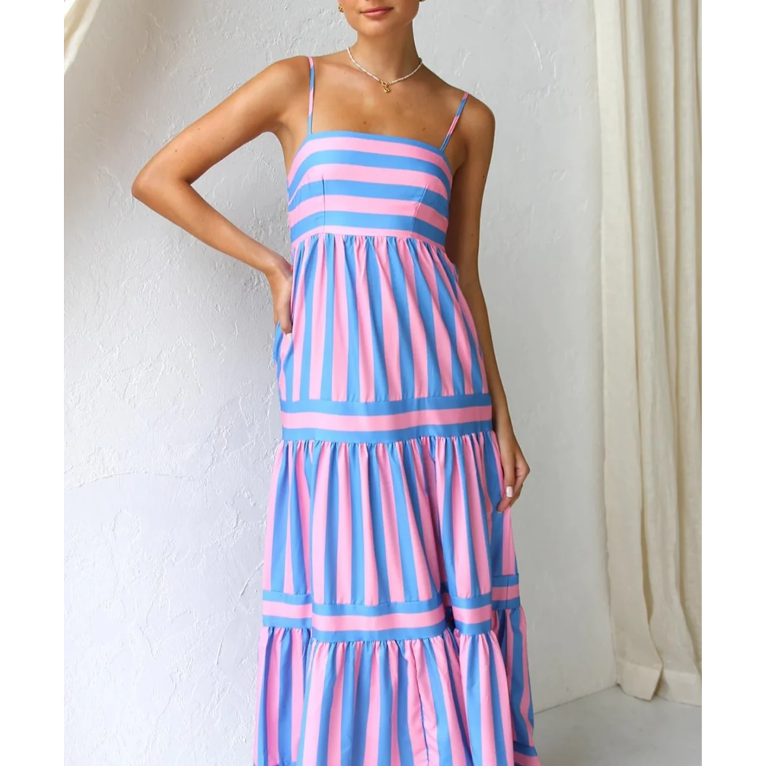 Levoire | Robe d'été midi sans manches pour femmes Rose