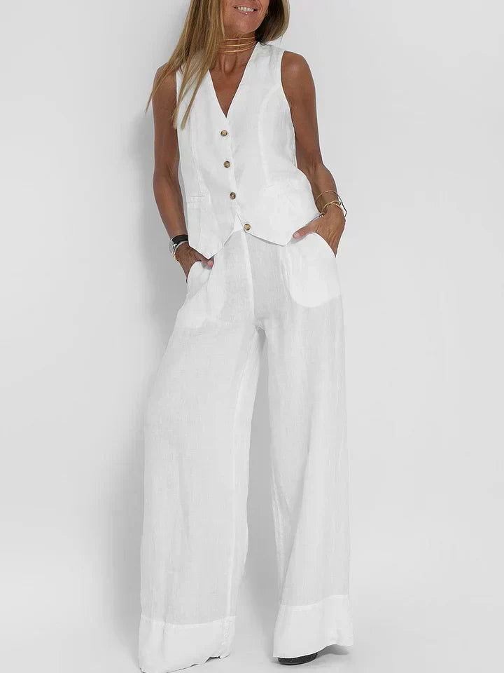 Levoire | Ensemble De Gilet Deux Pièces Pour Femmes Blanc