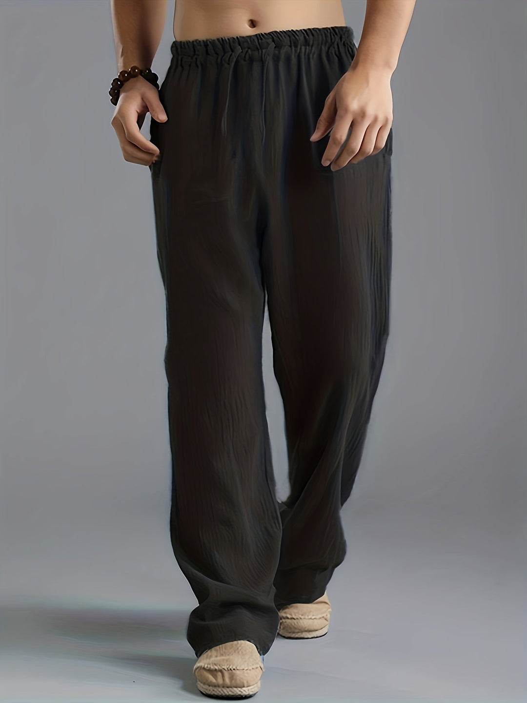 Levoire | Pantalons En Lin Estivaux Pour Hommes Noir