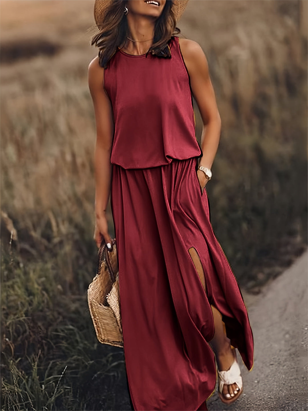 Levoire | Robe maxi unie femme Rouge