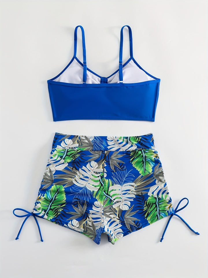 Levoire | Ensemble De Bikini Taille Haute Avec Motif Tropical Pour Femmes