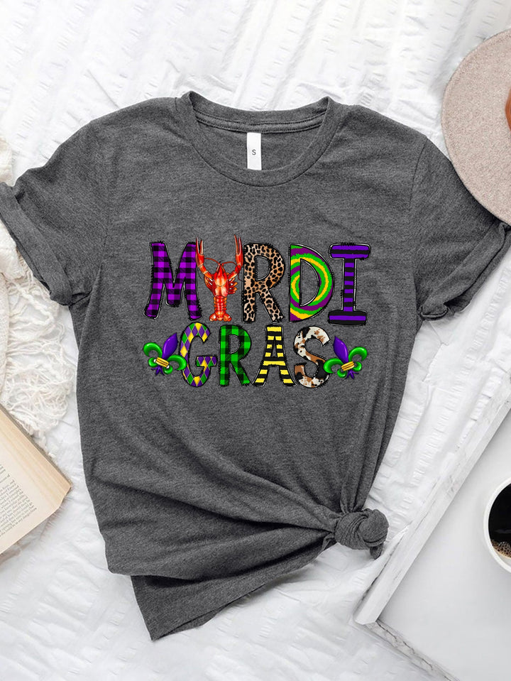 Levoire | MARDI GRAS Col rond Manches courtes T-shirt Gris foncé