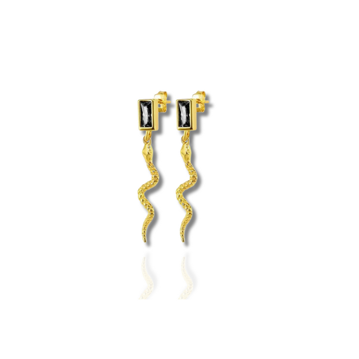 Levoire | Boucles D'Oreilles Serpent Élégantes Avec Zircon Or Noir