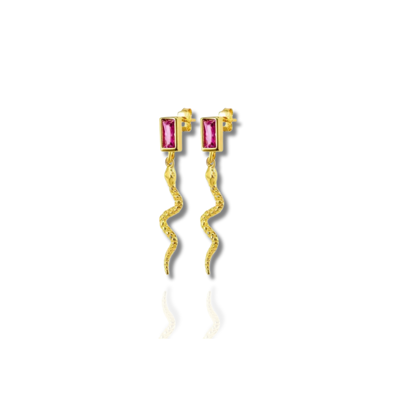 Levoire | Boucles D'Oreilles Serpent Élégantes Avec Zircon Or Rosa