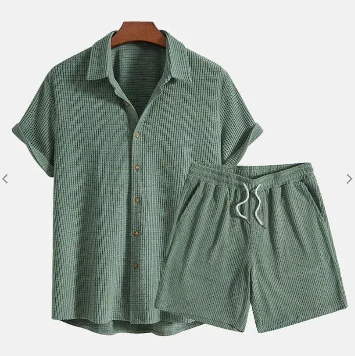 Levoire | Robe de plage légère, décontractée, à manches courtes et multicolore Armeeni vert