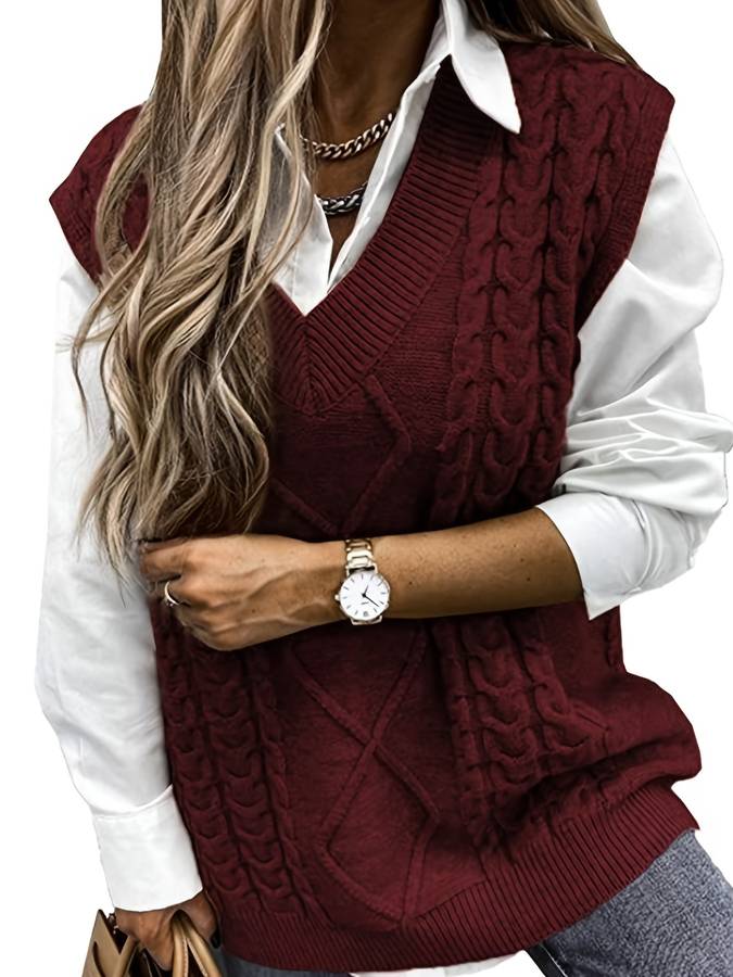 Levoire | Gilet En Tricot Pour Femmes | Hiver Bordeaux