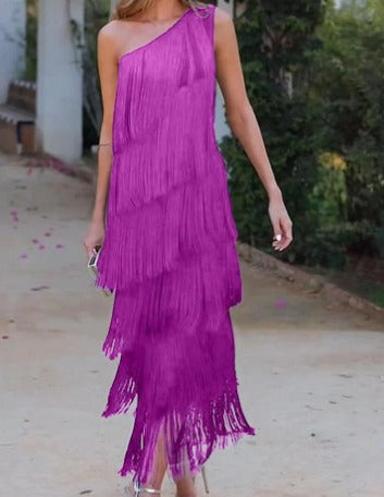 Levoire | Robe Élégante Unique À Épaulettes Demi Lila