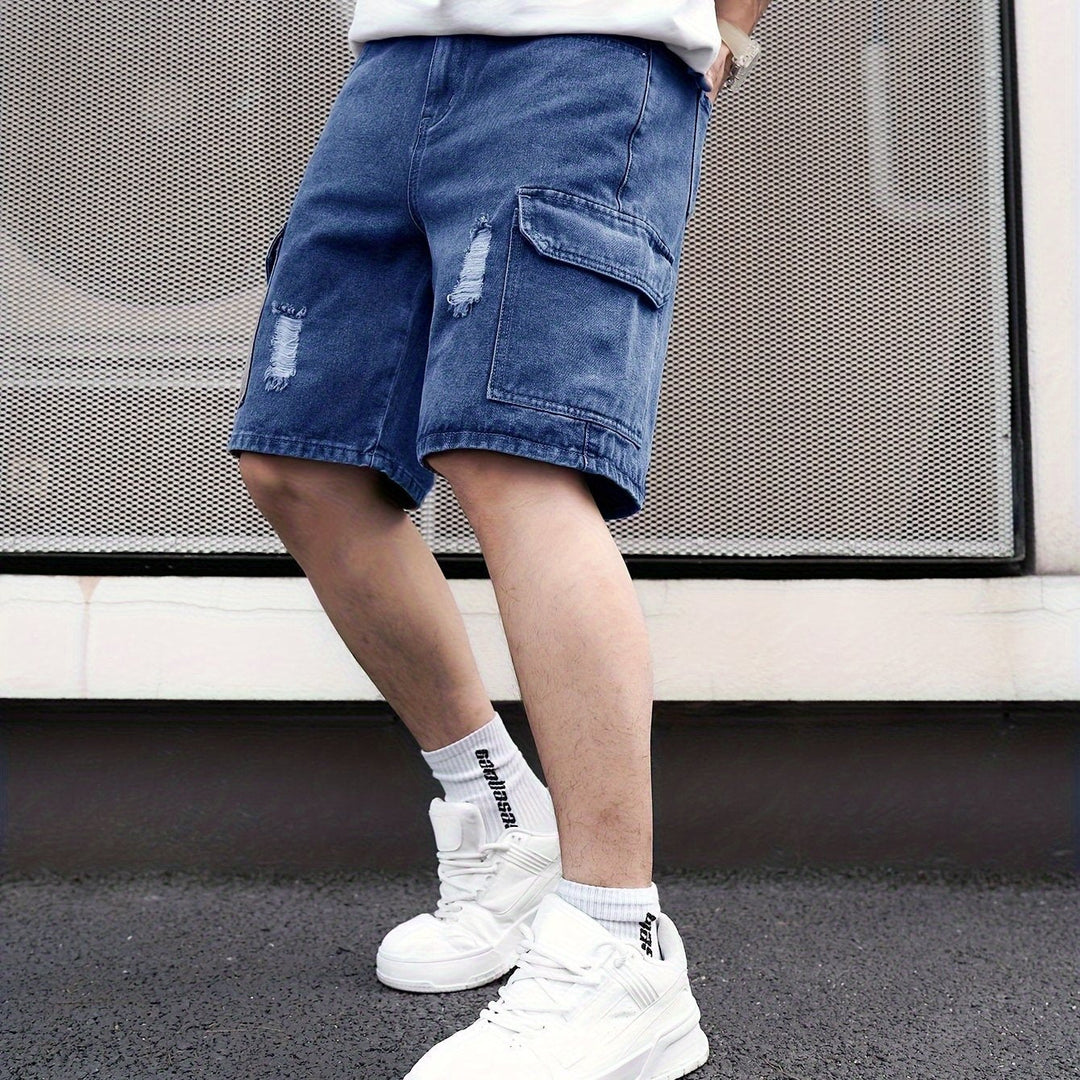 Levoire | Rip & Repair Shorts En Jean Bleu