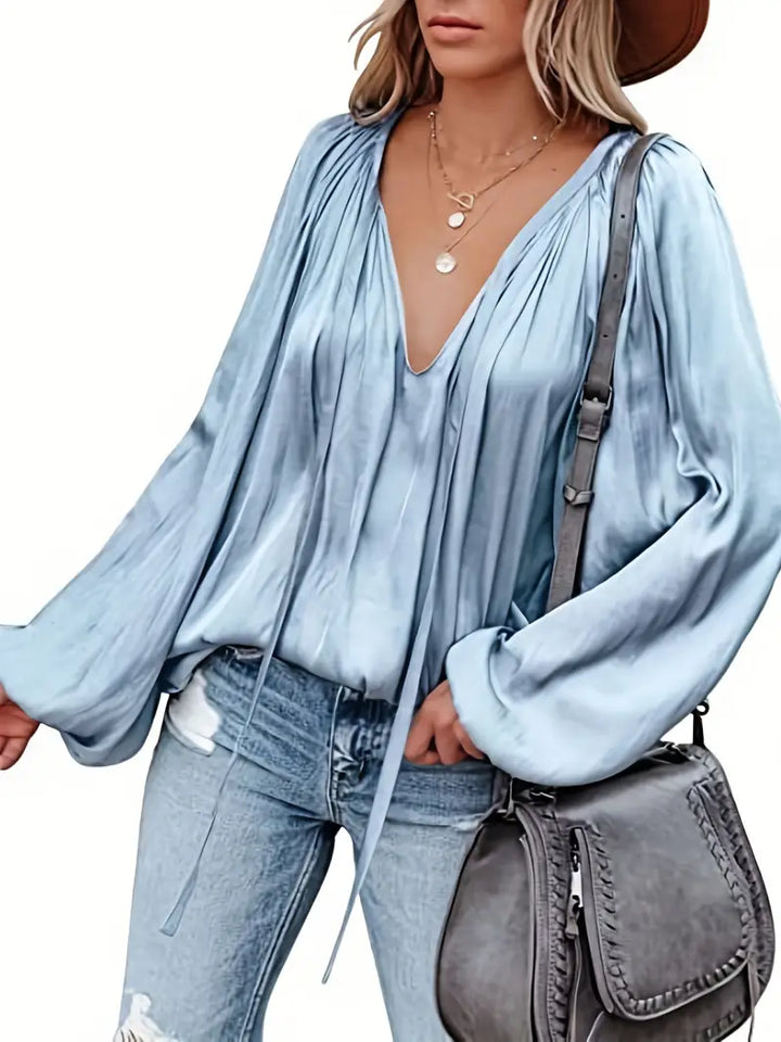 Levoire | Blouse En Satin Pour Femmes Himmlischbleu