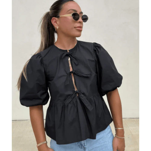 Levoire | Femmes Manches bouffantes Col avant Peplum