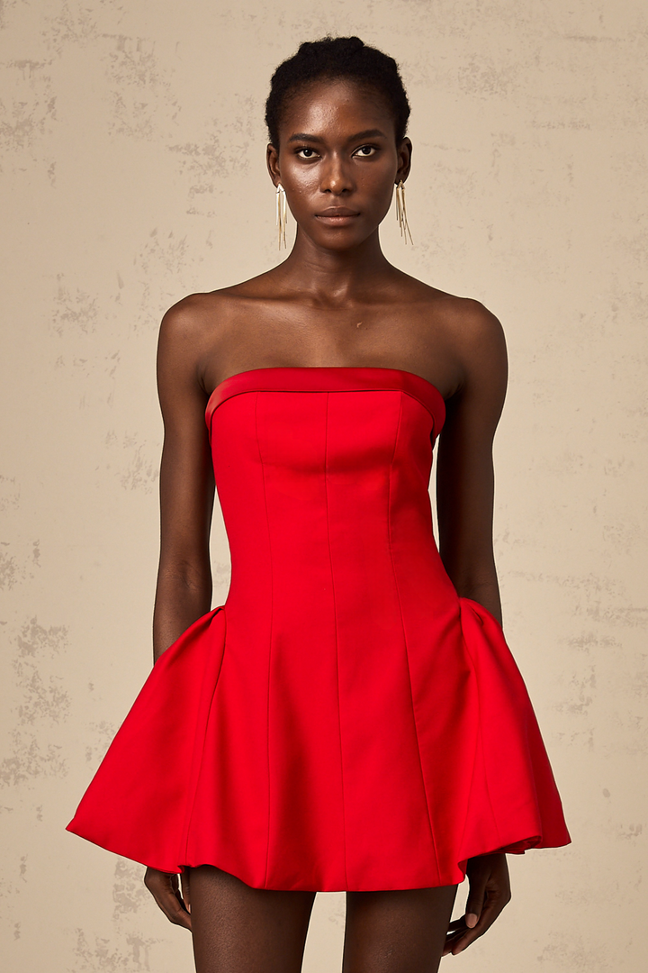 Levoire | Robe Mini Évasée Rouge À Off Shoulder