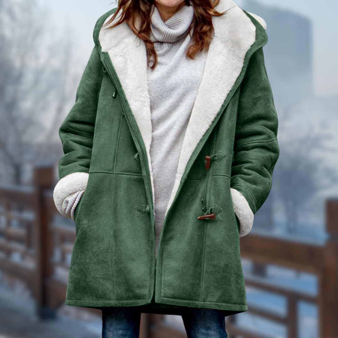 Levoire | Veste Polaire Longue Douce Et Confortable Pour Femmes Avec Capuche Vert