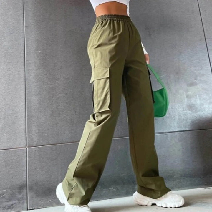 Levoire | Pantalons Cargo Taille Haute Avec Plusieurs Poches Vert
