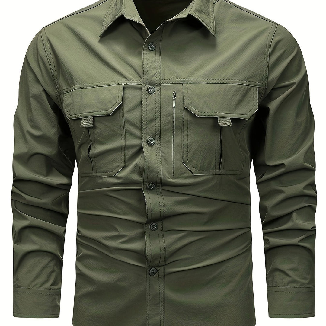 Levoire | Chemise Décontractée Pour Hommes À Manches Longues À Séchage Rapide Olive vert 1