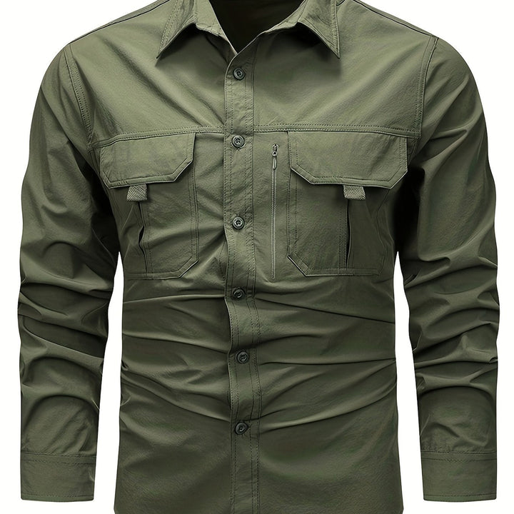 Levoire | Chemise Décontractée Pour Hommes À Manches Longues À Séchage Rapide Olive vert 1