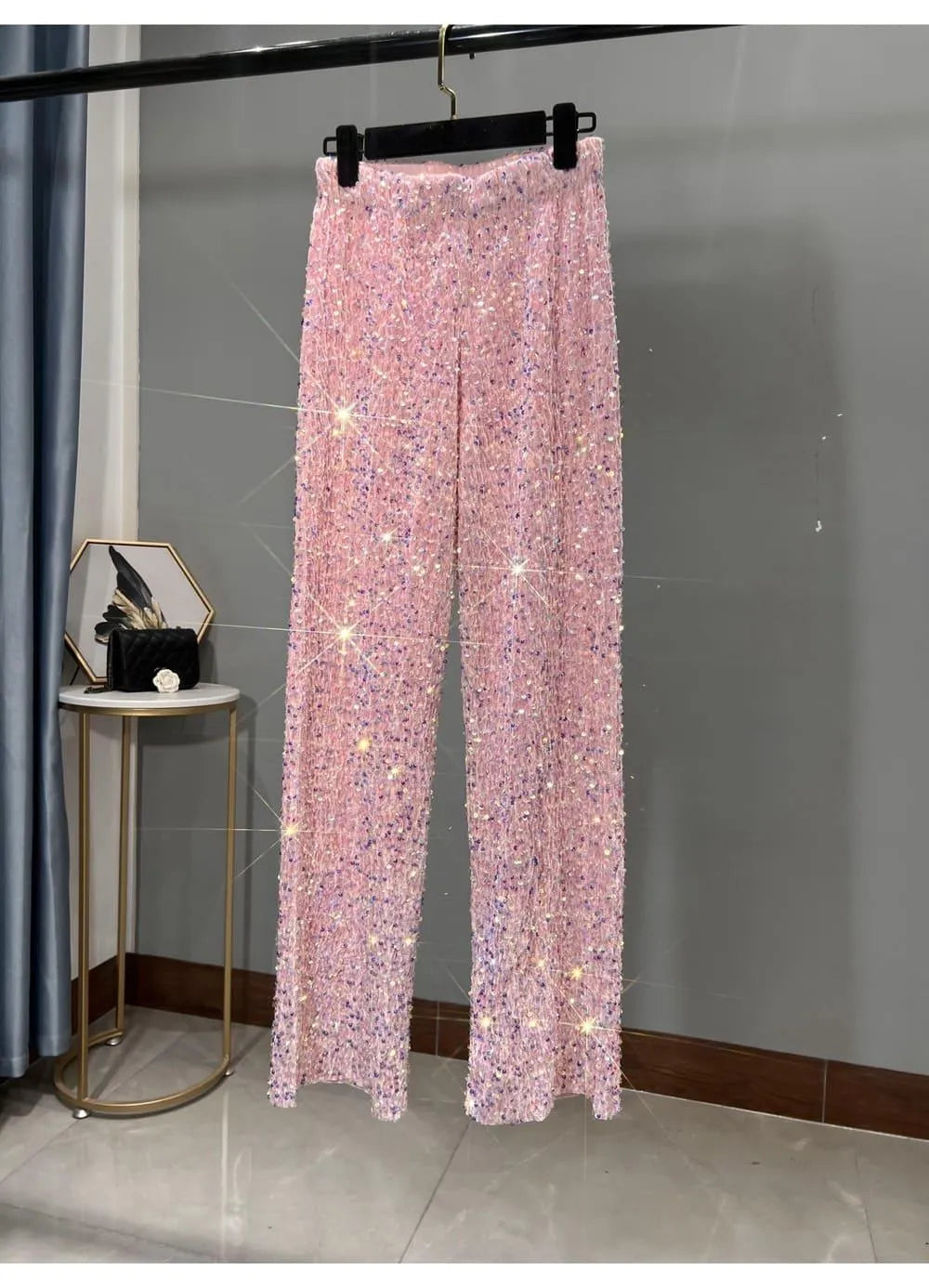 Levoire | Pantalons de soleil larges avec des paillettes Rosa