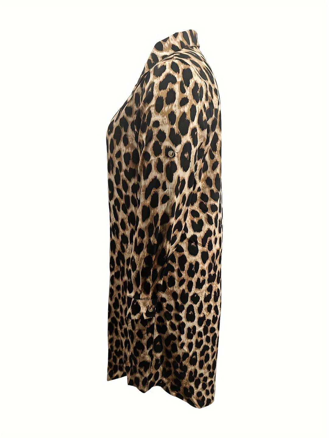 Levoire | Robe Chemise À Imprimé Léopard Décontractée À Manches Longues