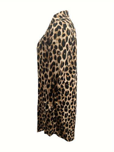 Levoire | Robe Chemise À Imprimé Léopard Décontractée À Manches Longues
