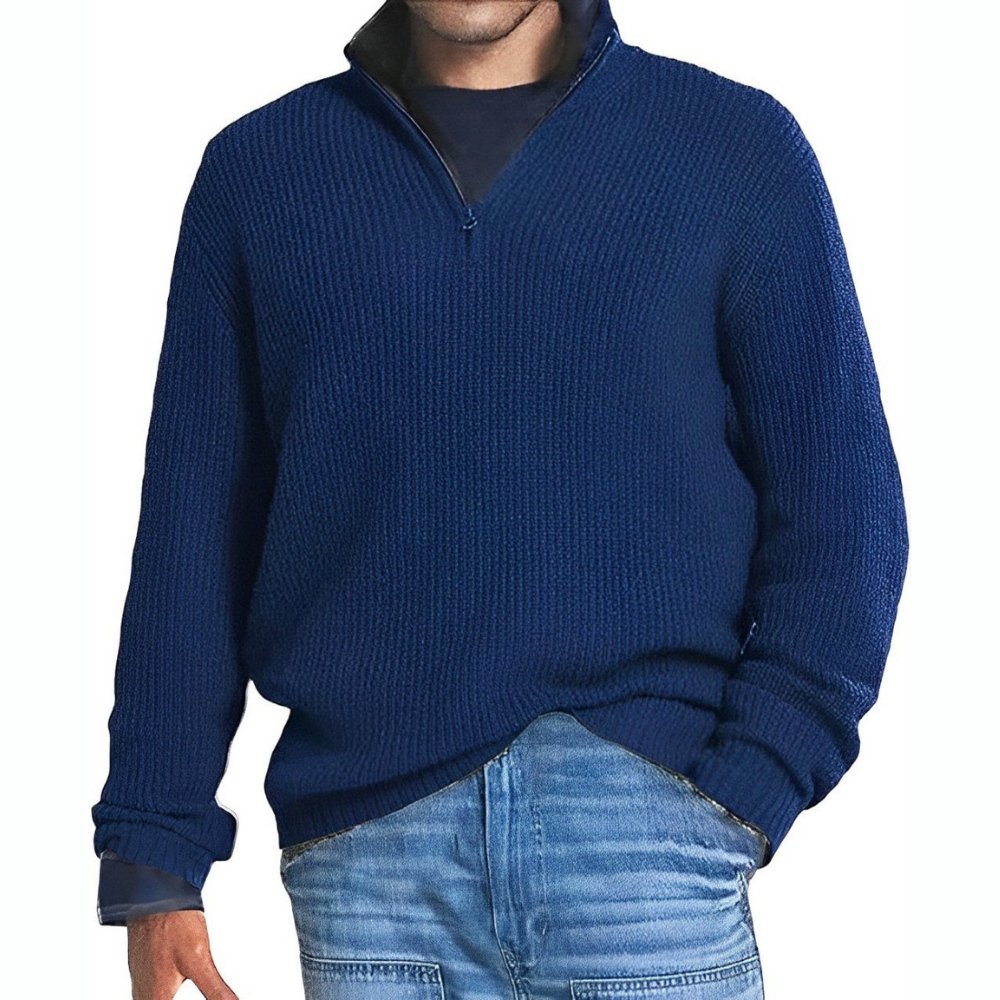Levoire | Pull Homme Avec Col Zippé En Plusieurs Couleurs Bleu foncé