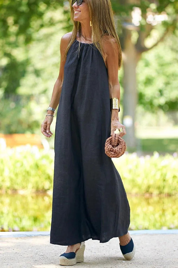 Levoire | Robe longue à col licou en lin mélangé