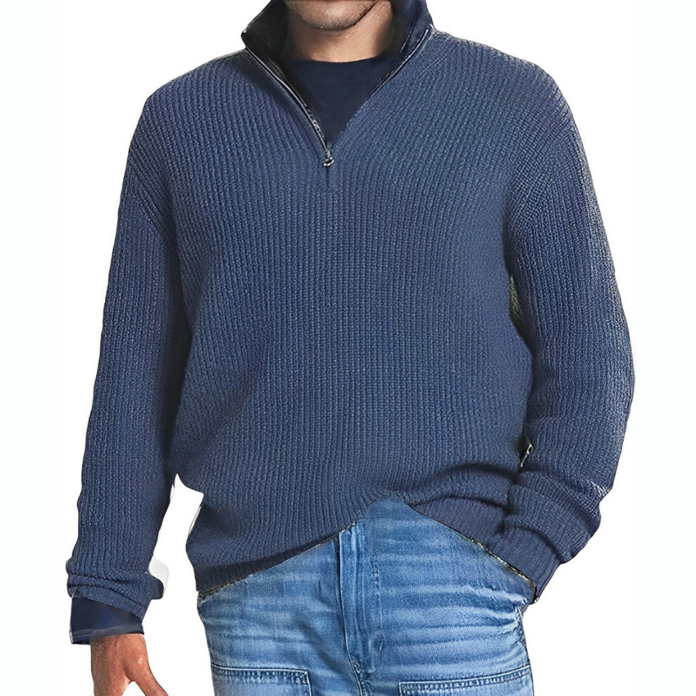 Levoire | Pull Homme Avec Col Zippé En Plusieurs Couleurs Bleu