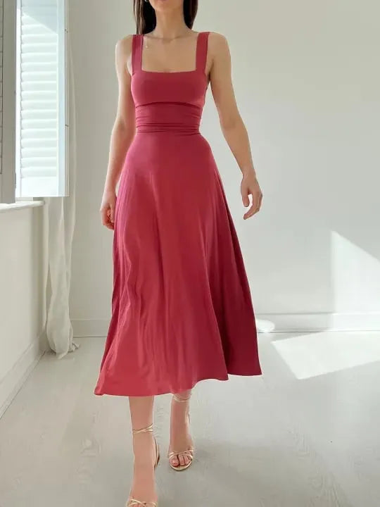 Levoire | Robe simple avec bretelles épaisses Rouge pastèque
