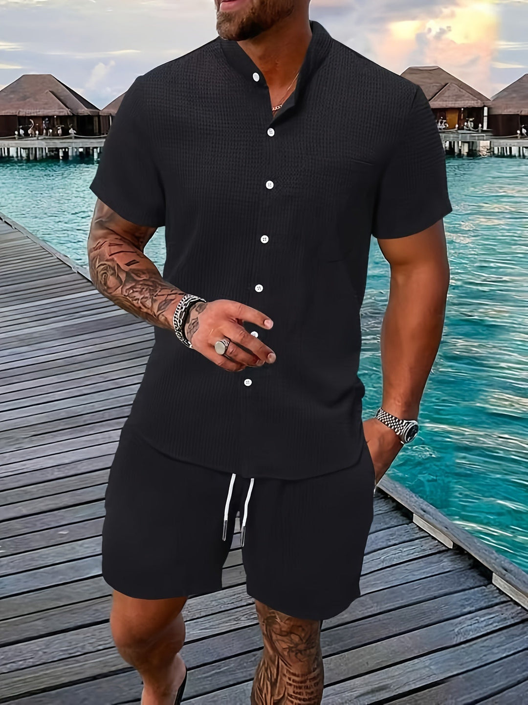 Levoire | Chemise De Golf Blanche & Shorts Noir