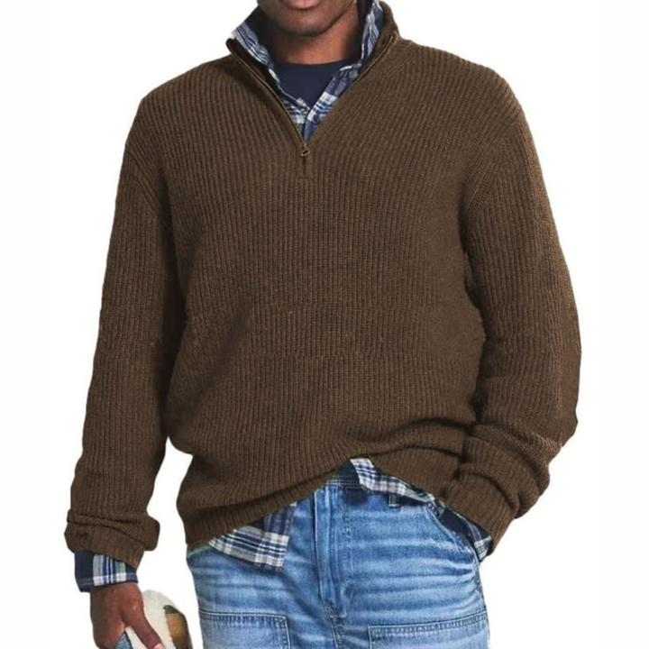 Levoire | Pull Homme Avec Col Zippé En Plusieurs Couleurs Braun