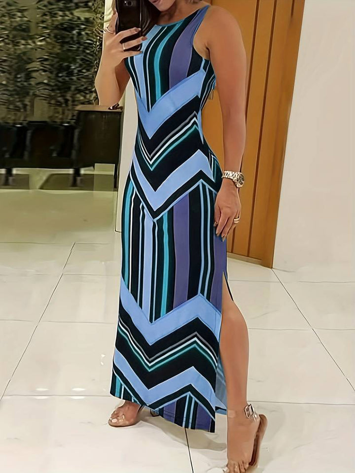 Levoire | Robe Maxi Sans Manches Avec Fente Latérale Bleu