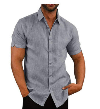 Levoire | Chemise Pour Homme En Lin Élégant À Manches Courtes gris