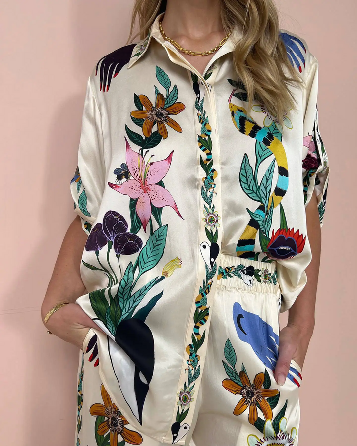 Levoire | Ensemble À Deux Pièces En Satin Avec Imprimé