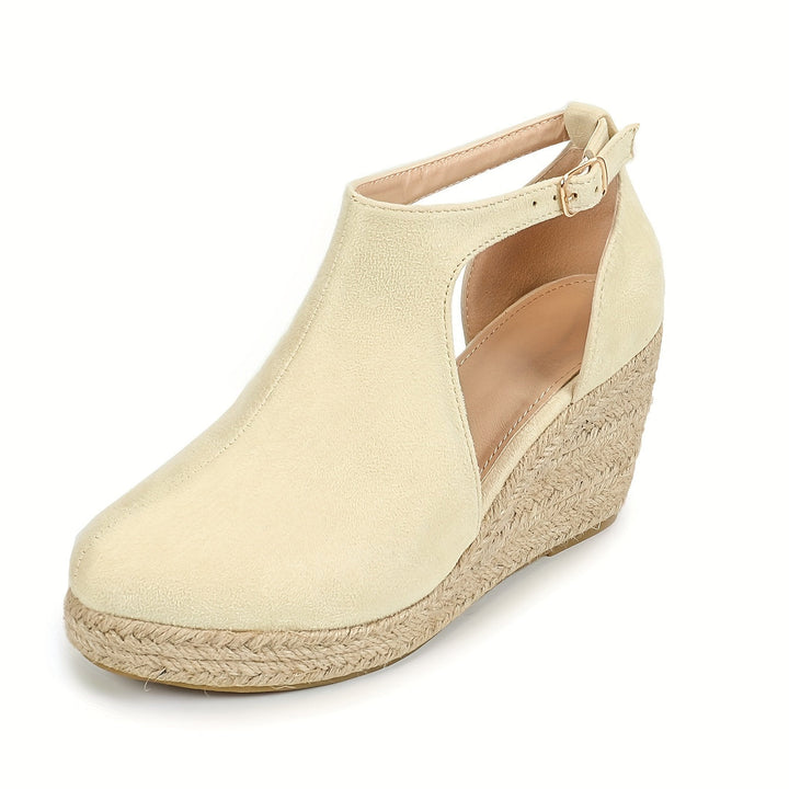 Levoire | Élégant Femmes Espadrilles À Talon Haut Et Boucles Beige