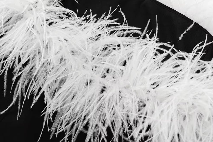 Levoire | Robe De Cocktail Noire Avec Garniture En Plumes