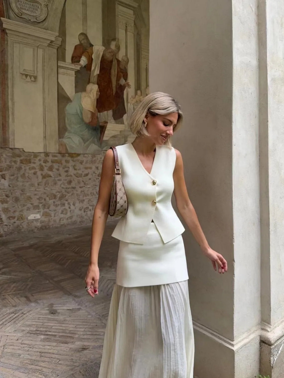 Levoire | Gilet En Tricot & Jupe Longue Ensemble Compatible