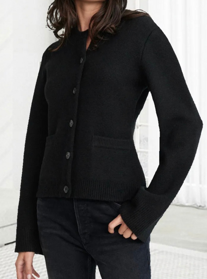 Levoire | Femme Cardigan Doux Avec Boutons Noir