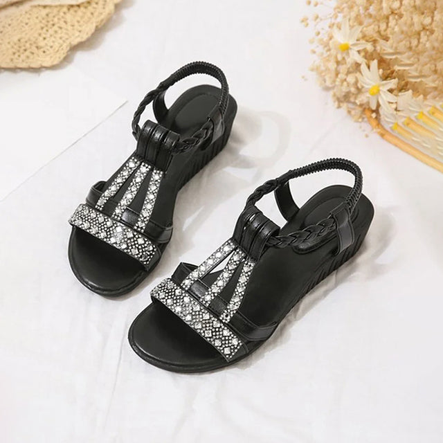 Levoire | Sandales Décorées À Talon Wedge Noir