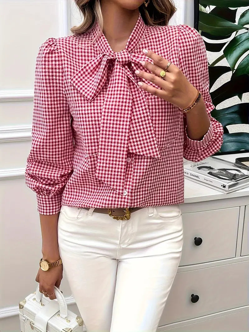 Levoire | Chemise À Carreaux Avec Détail En Noeud Pour Femmes Rot