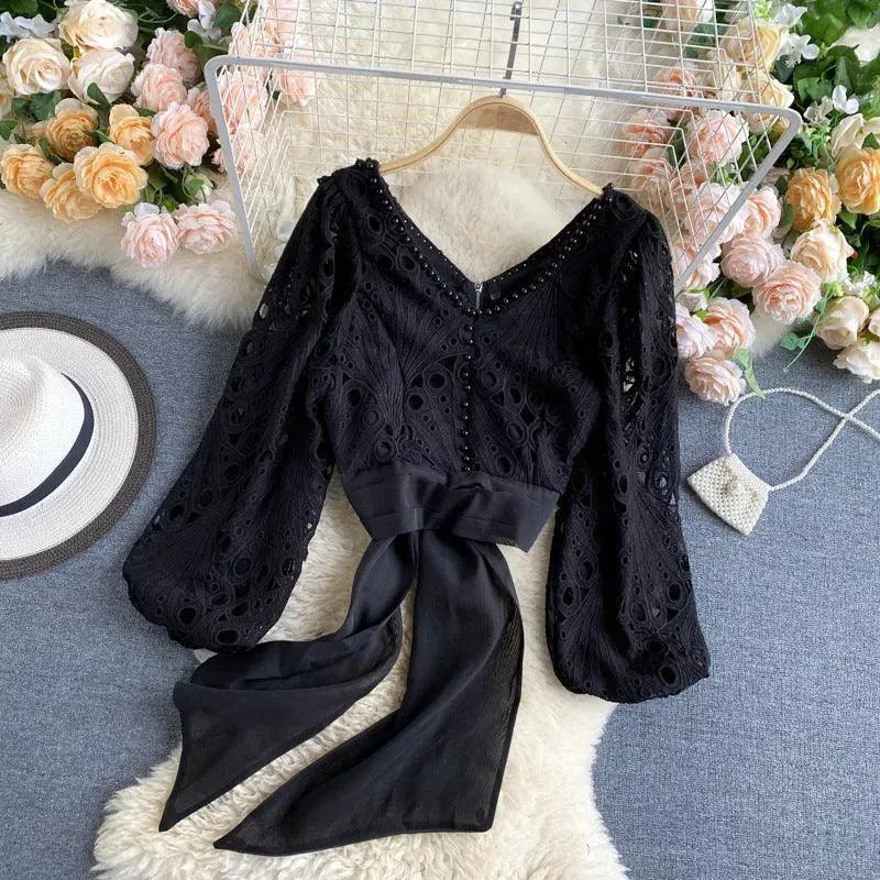 Levoire | T-shirt en dentelle pour femmes Noir Une taille
